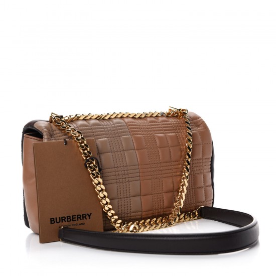 BURBERRY Lambskin Quilted Small Lola Bags Soft Fawn Dark Moka