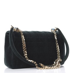 BURBERRY Velvet Quilted Small Lola Bags Dark Green