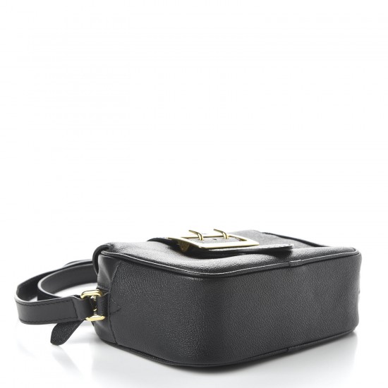 BURBERRY Soft Grain Calfskin Small Buckle Zip Bag Black