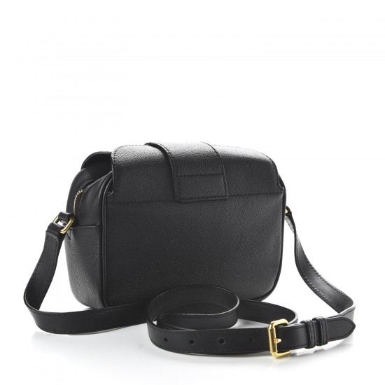 BURBERRY Soft Grain Calfskin Small Buckle Zip Bag Black