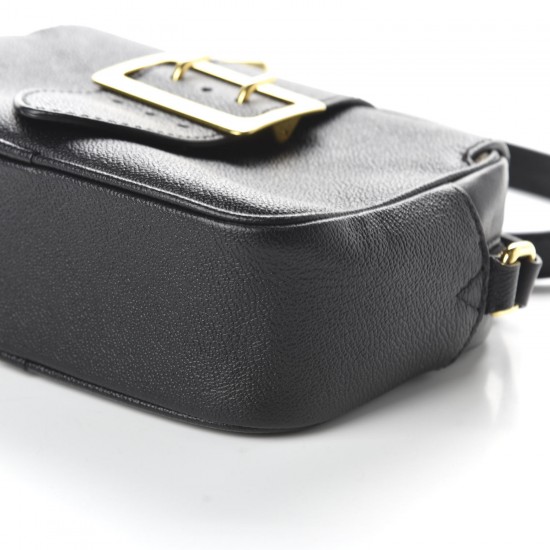 BURBERRY Soft Grain Calfskin Small Buckle Zip Bag Black