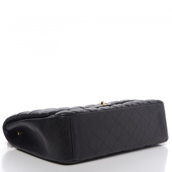 CHANEL Lambskin Quilted Maxi Single Flap Black