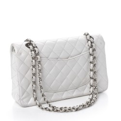 CHANEL Caviar Quilted Medium Double Flap White