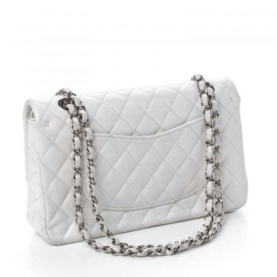 CHANEL Caviar Quilted Medium Double Flap White