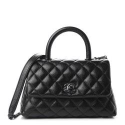 CHANEL Caviar Quilted Mini Coco Handle Flap So Black