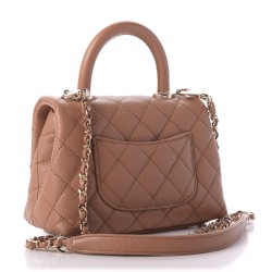 CHANEL Caviar Quilted Extra Mini Coco Handle Flap Brown