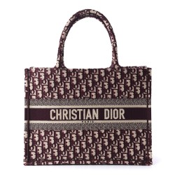 DIOR Oblique Small Book Tote Burgundy Multicolor