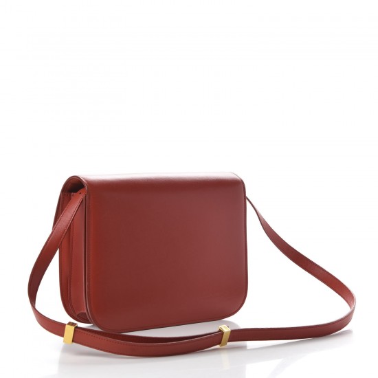 CELINE Box Calfskin Medium Classic Box Flap Red