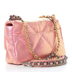 CHANEL Iridescent Calfskin Quilted Medium 19 Flap Pink