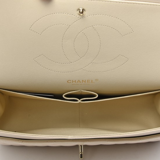 CHANEL Caviar Quilted Jumbo Double Flap Beige Clair