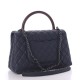 CHANEL Caviar Lizard Quilted Small Coco Handle Flap Navy