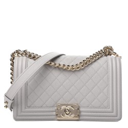 1CHANEL Caviar Quilted Medium Boy Flap Grey