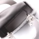 1DIOR Satin Crystal Cannage Mini Lady Dior Gray