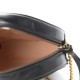 GUCCI Calfskin Matelasse Mini GG Marmont Round Shoulder Bag Black