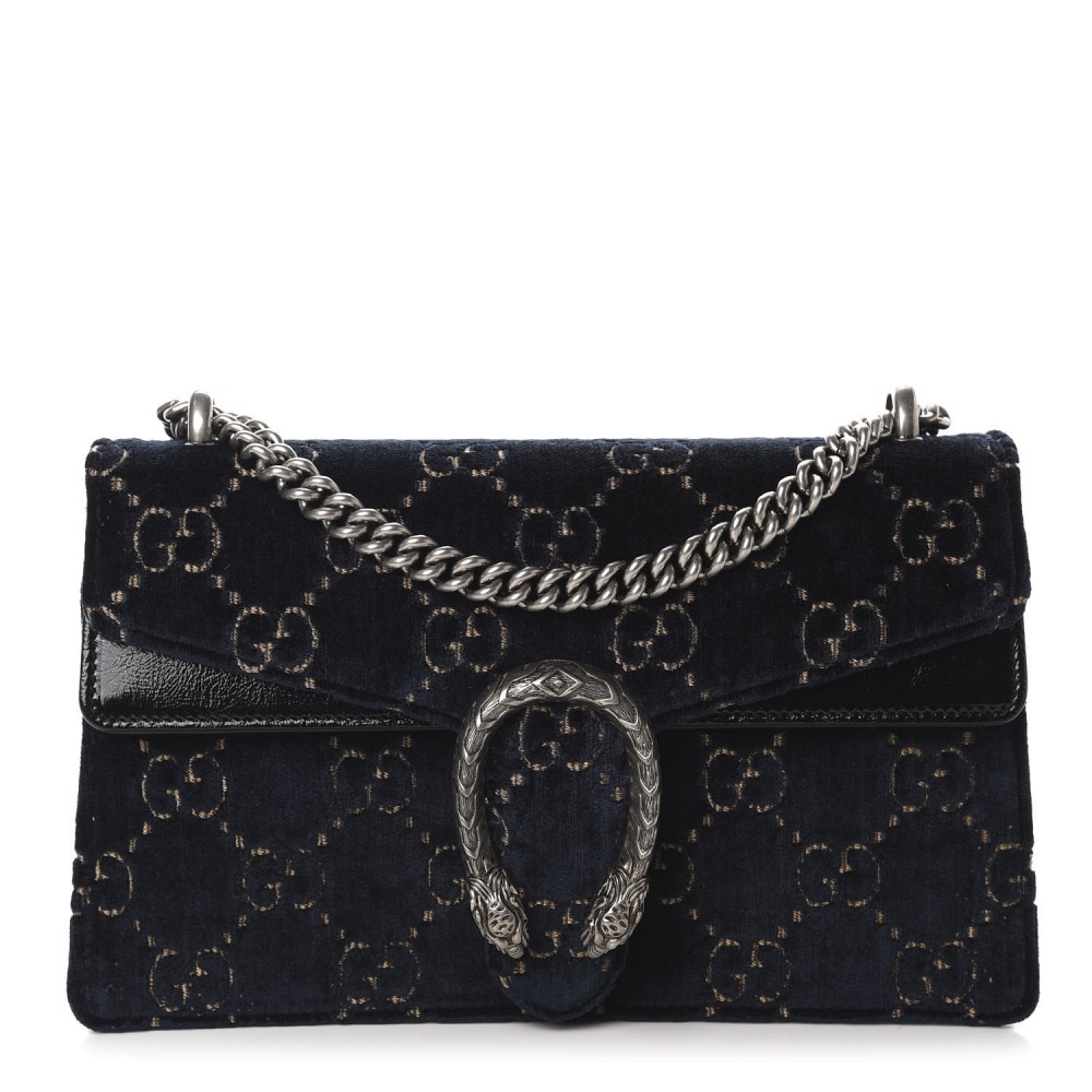 GUCCI GG Monogram Velvet Small Dionysus Blue Beige