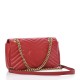 1GUCCI Calfskin Matelasse Small GG Marmont Shoulder Bag Hibiscus Red