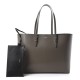 YSL Grained Calfskin Large Shopping Tote Warm Taupe Black