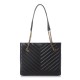 YSL Grain De Poudre Matelasse Chevron Medium Tribeca Shopping Bag Black