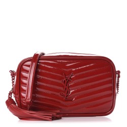 YSL Patent Calfskin Matelasse Monogram Mini Lou Camera Bag Eros Red