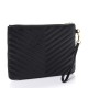 YSL Calfskin Matelasse Chevron Monogram A5 Wristlet Black