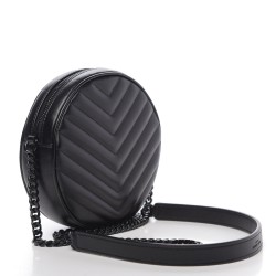 YSL Calfskin Matelasse Chevron Round Vinyle Camera Bag Black