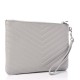 YSL Calfskin Matelasse Chevron Monogram A5 Wristlet Granite